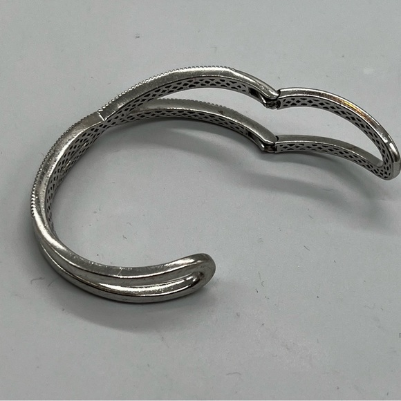 Gabrielle Bruni 14K Sterling Silver White Topaz Hinged Cuff Bracelet - Picture 3 of 7